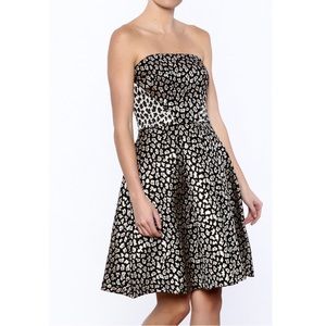 Ali and Jay Strapless Leopard Print holiday dress